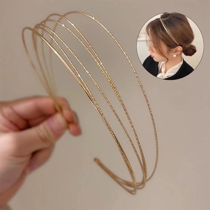 Neue doppelte Wurzel Metall-Haarbänder Dünne Stirnbänder Mehrschichtiger Legierungs-Haarreif Damen Haaraccessoires Glatter Haarreif