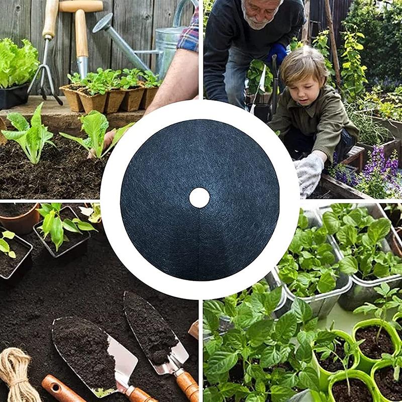 New 12pcs Black Non-woven Weeding Cloth Ring Vegetable Garden Protection Mat Ecological Weed Cloth