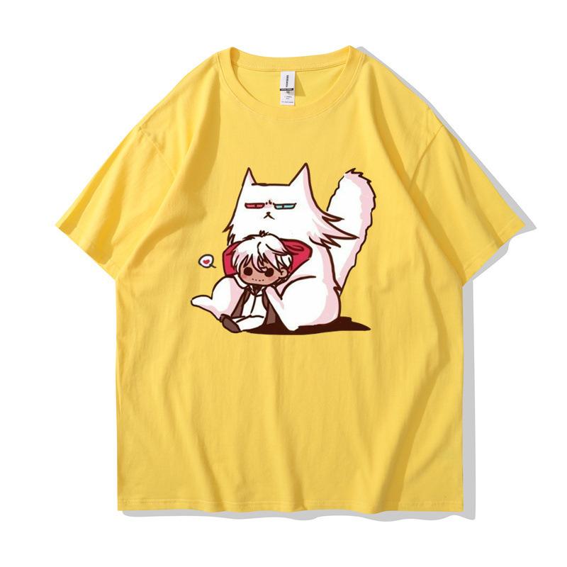 Nové anime kreslené 2D tištěné volné párové tričko kulatý výstřih pánské a dámské unisex trička s krátkým rukávem