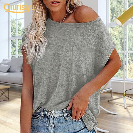 Short Sleeve Loose Women Solid Color 