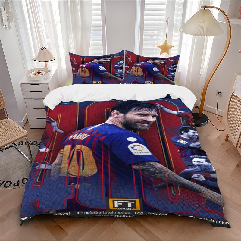 Barcelona Legend Messi Print 3Pcs Bedding Setduvet Cover With 2 Bedropillowcase Home Birthday Gift