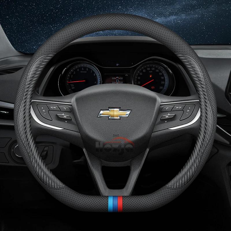 Leather Car Steering Wheel Cover for Chevrolet Chevy Malibu Spark Tracker Cruze Sonic Camaro Equinox Volt Seeker Accessories