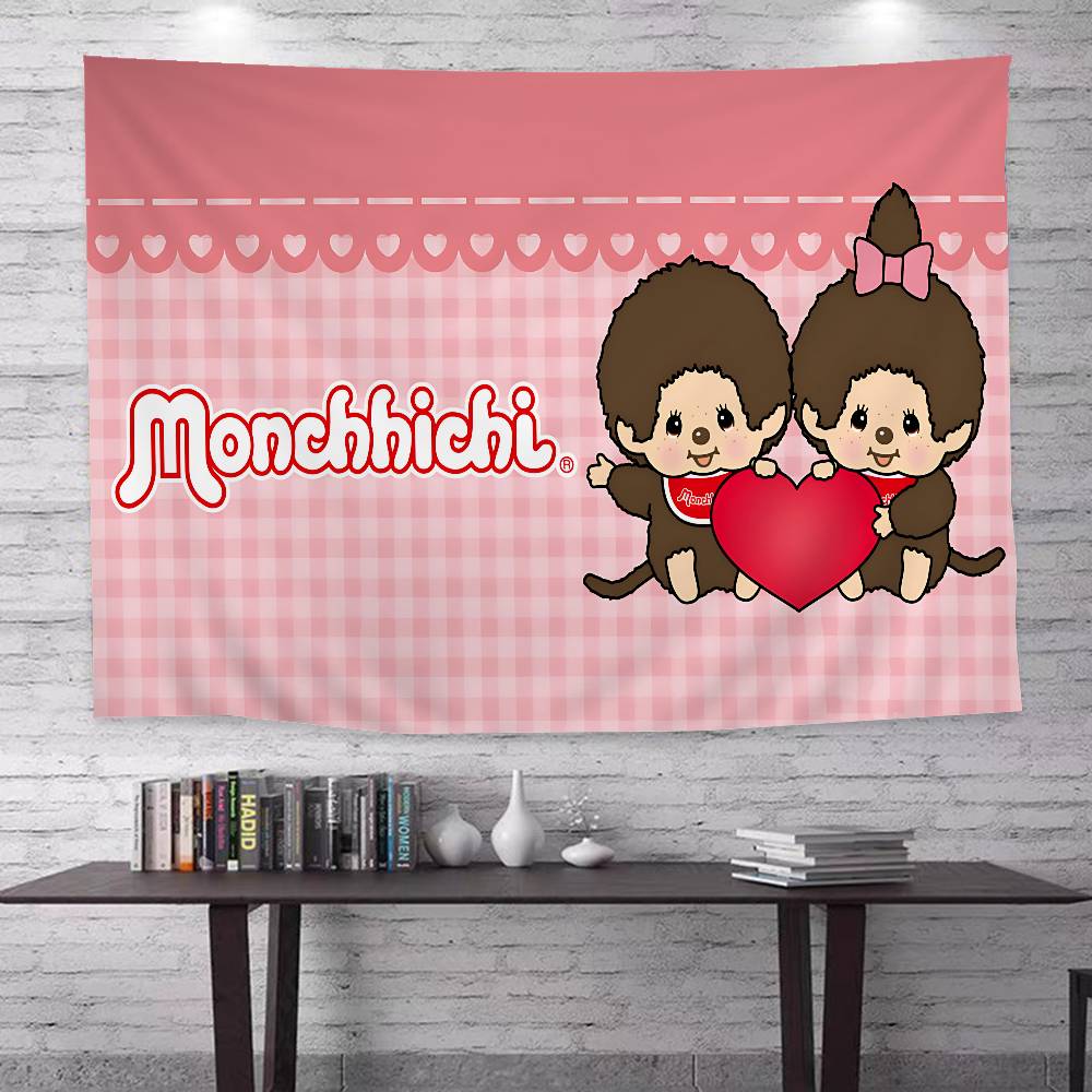 Japanese Cute Doll MMonchhichiS Cartoon Tapestry Art Science Fiction Room Home Decor Wall Hanging Sheets