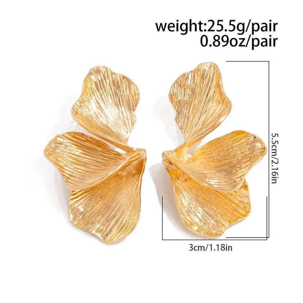 Salircon Exquisite Luxury Metal Tree Leaf Earrings for Women 2026 Punk Gold Color Petal Piercing Earrings Party Accessories Gift