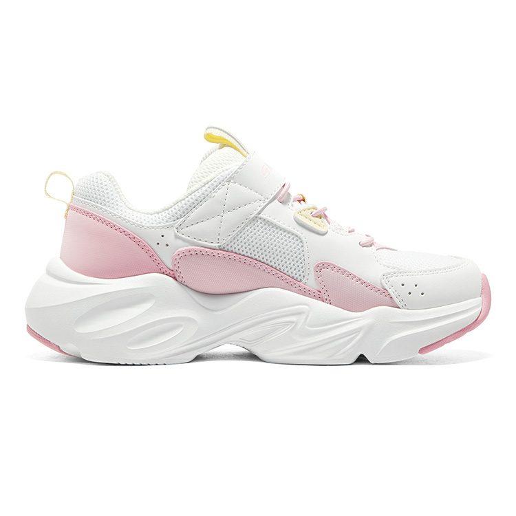 Skechers Girls Abrasion Resistant Breathable Low top Kids Lifestyle Shoes White Pink Kids' 319029L-WPK