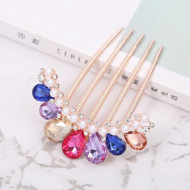 Elegance Women Bowknot U Shape Rhinestone Hairpins Metal Hair Sticks Hairclip Bridal Wedding Banquet Hair Accessories Headwear