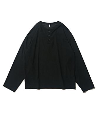 OTHERFITS Vintage Henley Neck Long Sleeve Tee (Black)