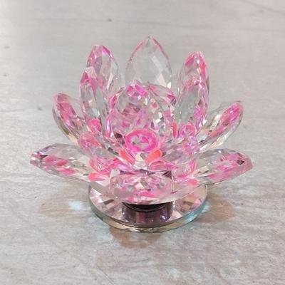 Money Vastu Fengshui dāvanas Fen Shui rozā kristāla lotoss ar rotējošu statīvu pozitīvai enerģijai, dāvana, veiksmi, labklājību