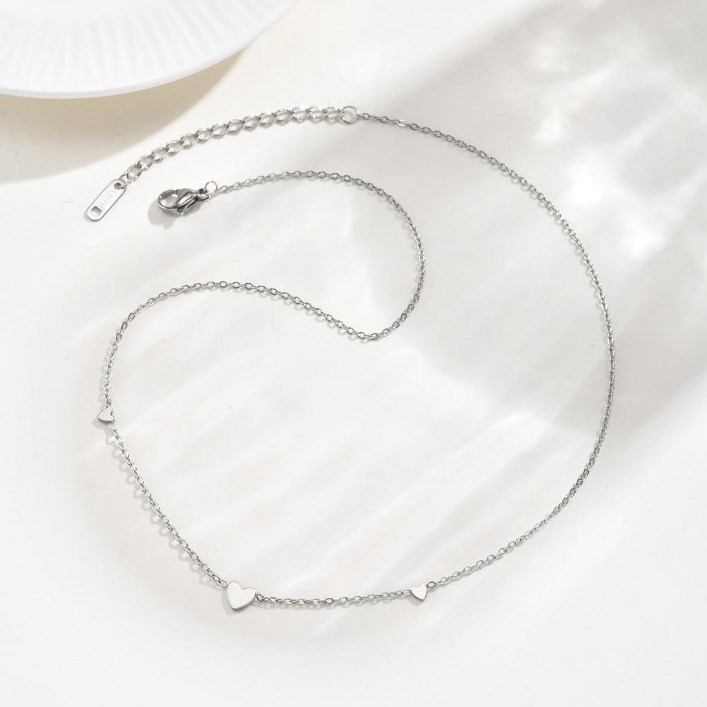 Heart Necklace Anti-allergy Stainless Steel Choker Chain Link Necklaces for Women Dainty Minimalist Fashion Accessories