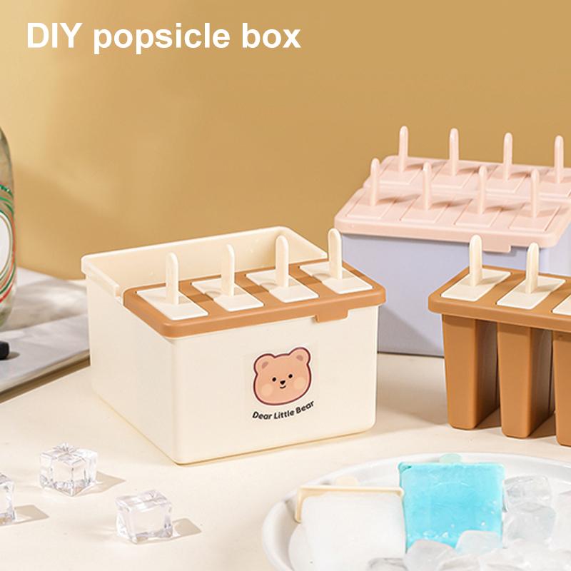 4/8 Gniazd Forma do lodów na patyku z pokrywką Domowe Lody z fasoli Mung Domowe Lody Formy do mrożonych lodów