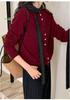 100% Pure Wool Women's Soft Fluffy Knit Cardigan, Round Neck, Korean Style, Spring/Summer Fashion.