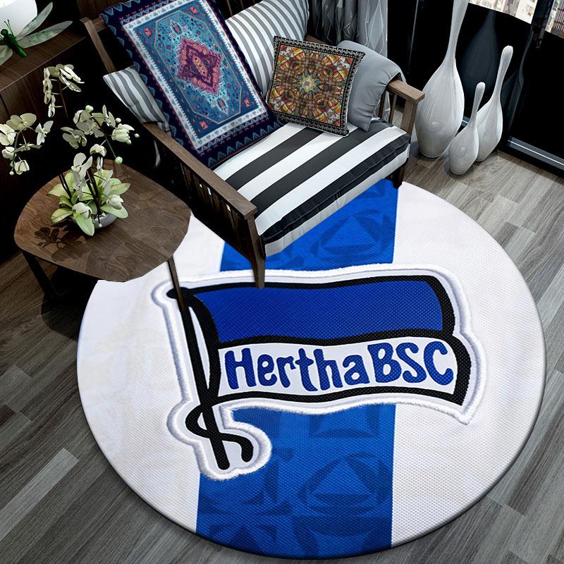 Hertha Berlin pattern round rug,Carpet Rug for Living Room Bedroom Playroom ,Non-slip Floor Mat,Holiday Gifts and Birthday Gifts.