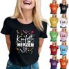 Women's Casual Printed T-Shirt Round Neck Pullover Short Sleeve Top