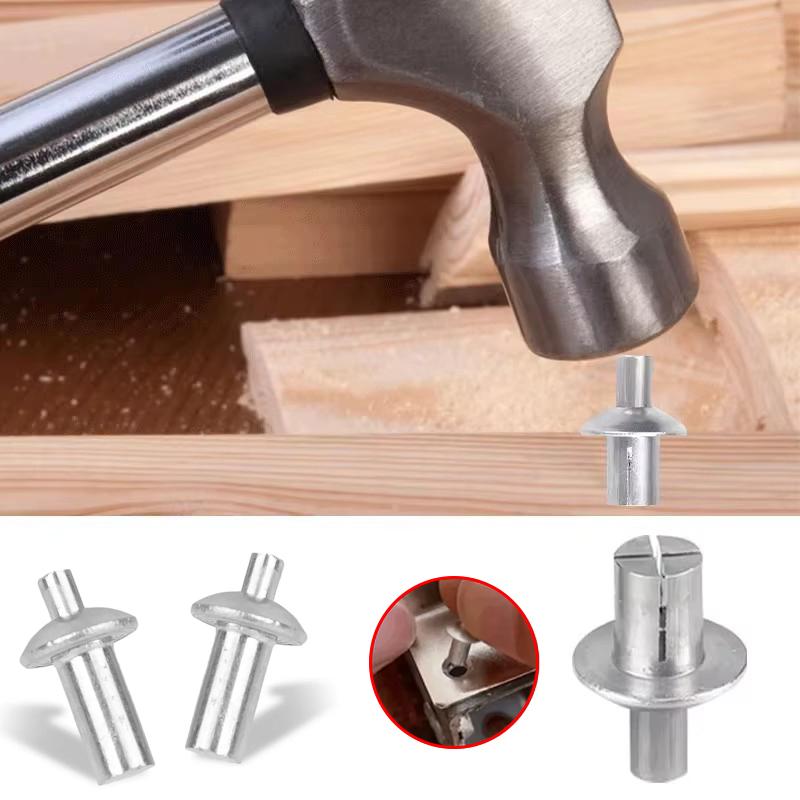 Creamily 50Pcs/100Pcs Rebites de Núcleo de Alumínio Rebites de Expansão Acionados por Martelo Rebites de Cabeça Redonda Fixadores Tipo Knock Rebites de Choque Parafusos