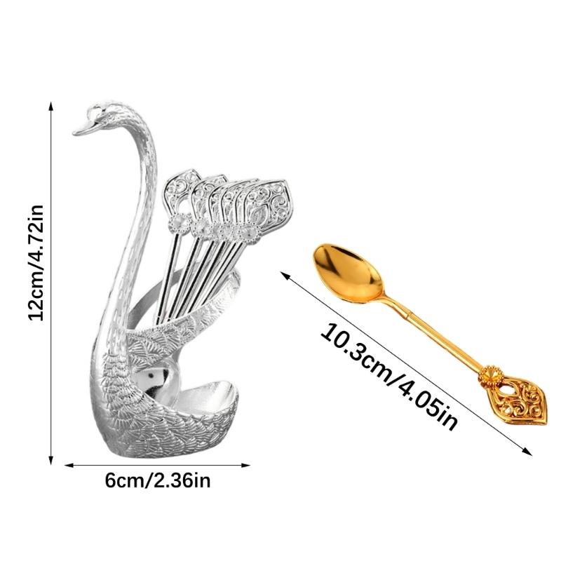 Set Of 6 Decorative Zinc Alloy Animal Shaped Storage Holder and Spoon Dinnerware Set Kitchen Supplies