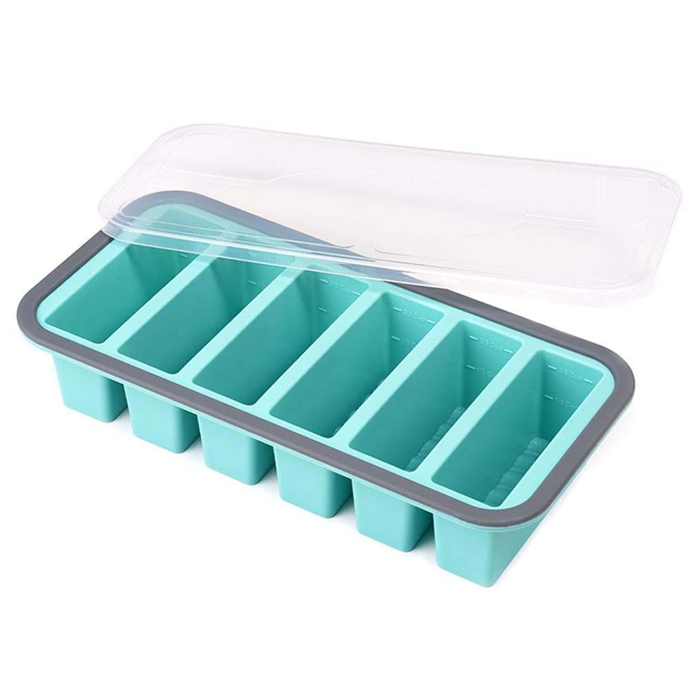 Cutie de prânz din silicon cu compartimente și capac - Container pentru congelator și depozitare alimente pentru mese proaspete