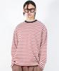 Deumakeu M Stripe Loose-Fit Long Sleeve Tee - Burgundy