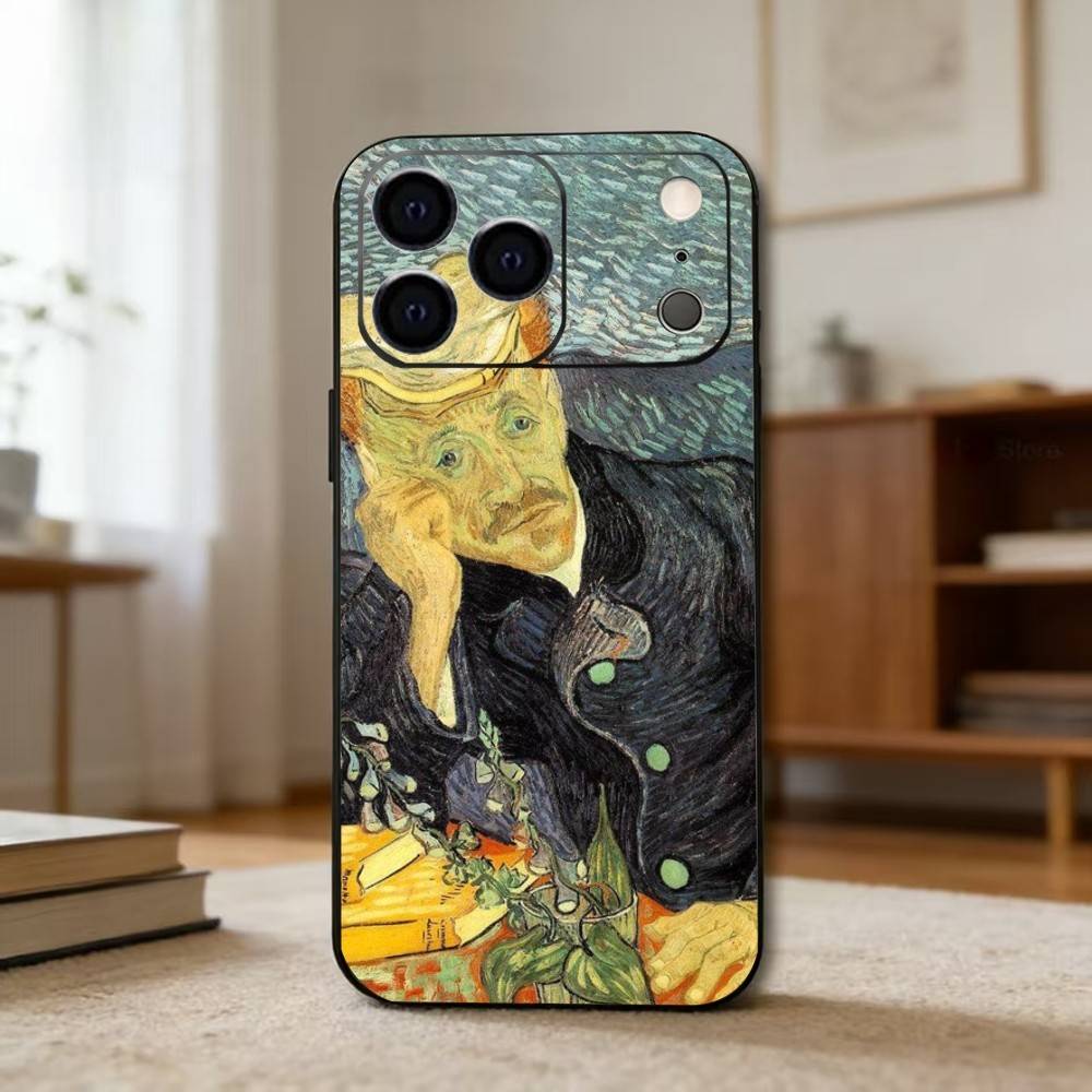 R-Retro V-Van G-Gogh O-Oil P-Painting Phone Case For iPhone 17,16,15,14,13,12,11 Plus,Pro Max,XS,Soft Silicone Black Cover