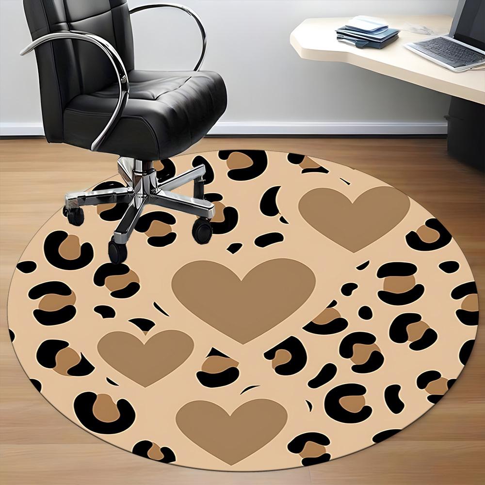 1 Stück Teppich mit Leopardenmuster, Runder rutschfester langlebiger großer Büroteppich, Geeignet für das Büro