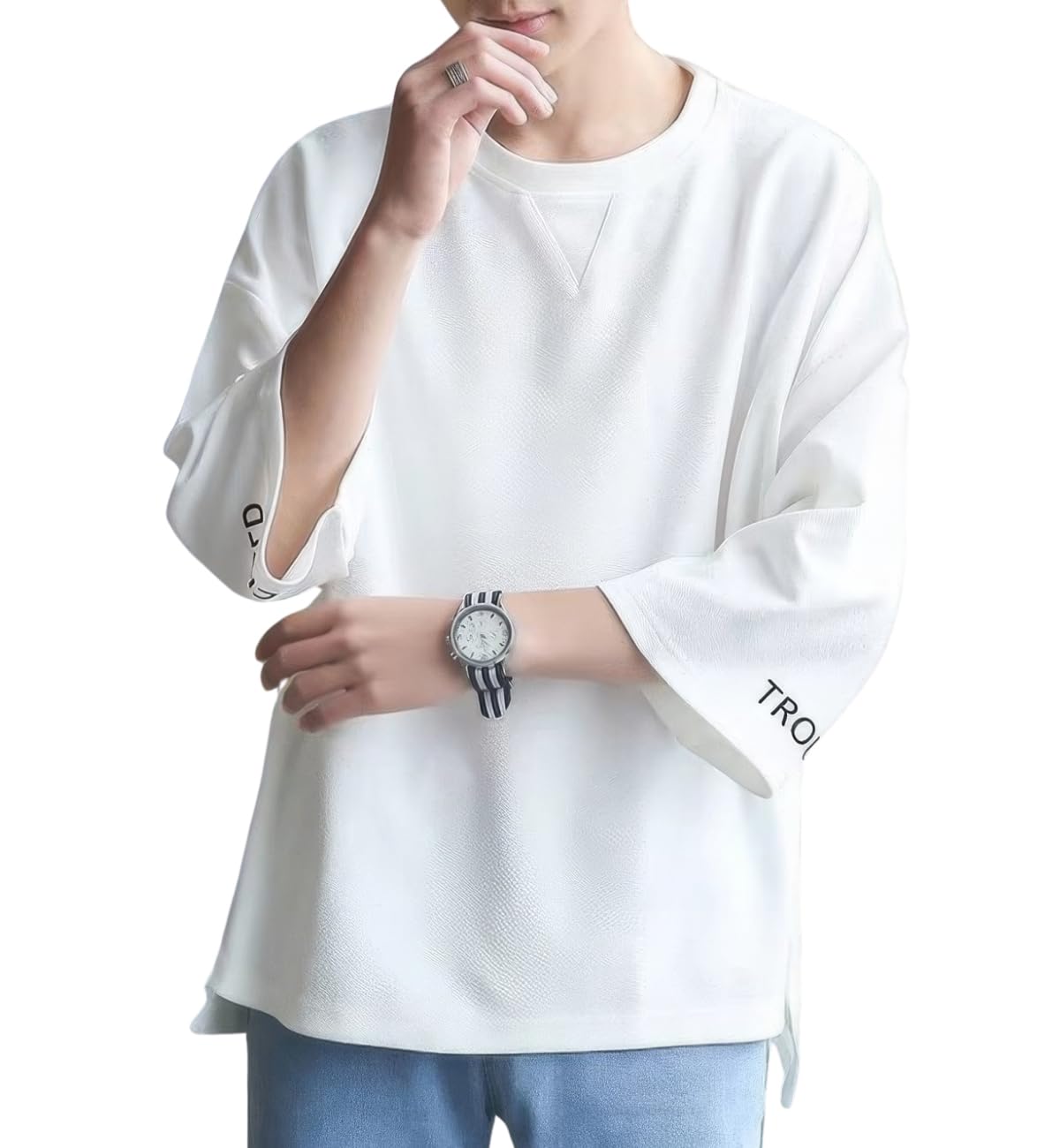 

summer sleeve short cut and all XL [foveitaa] Men s clothes, 3/4 t-shirt, sleeve, plain, sewn, soft, stylish, lightweight, casual, sports, simple,
