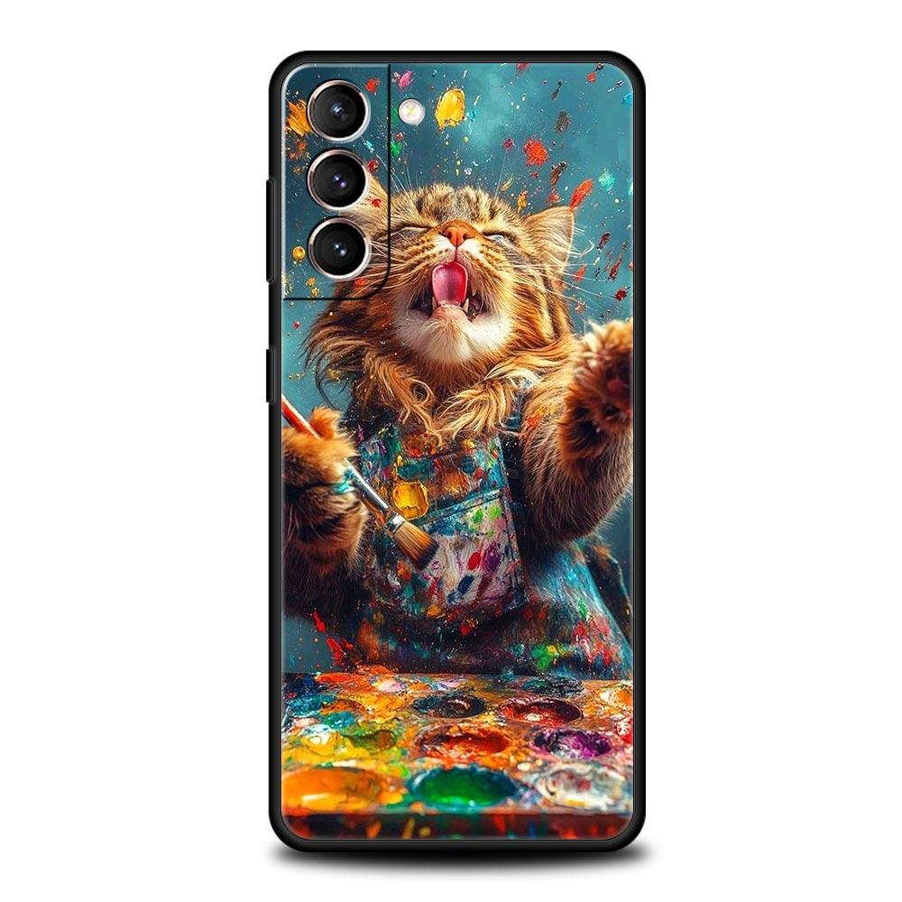 Cute Cat Phone Case for Samsung Galaxy S26 S25 S24 S23 S22 S20 S21 FE Ultra S25 Edge Plus 5G Soft TPU Cover Fundas Capas Bags