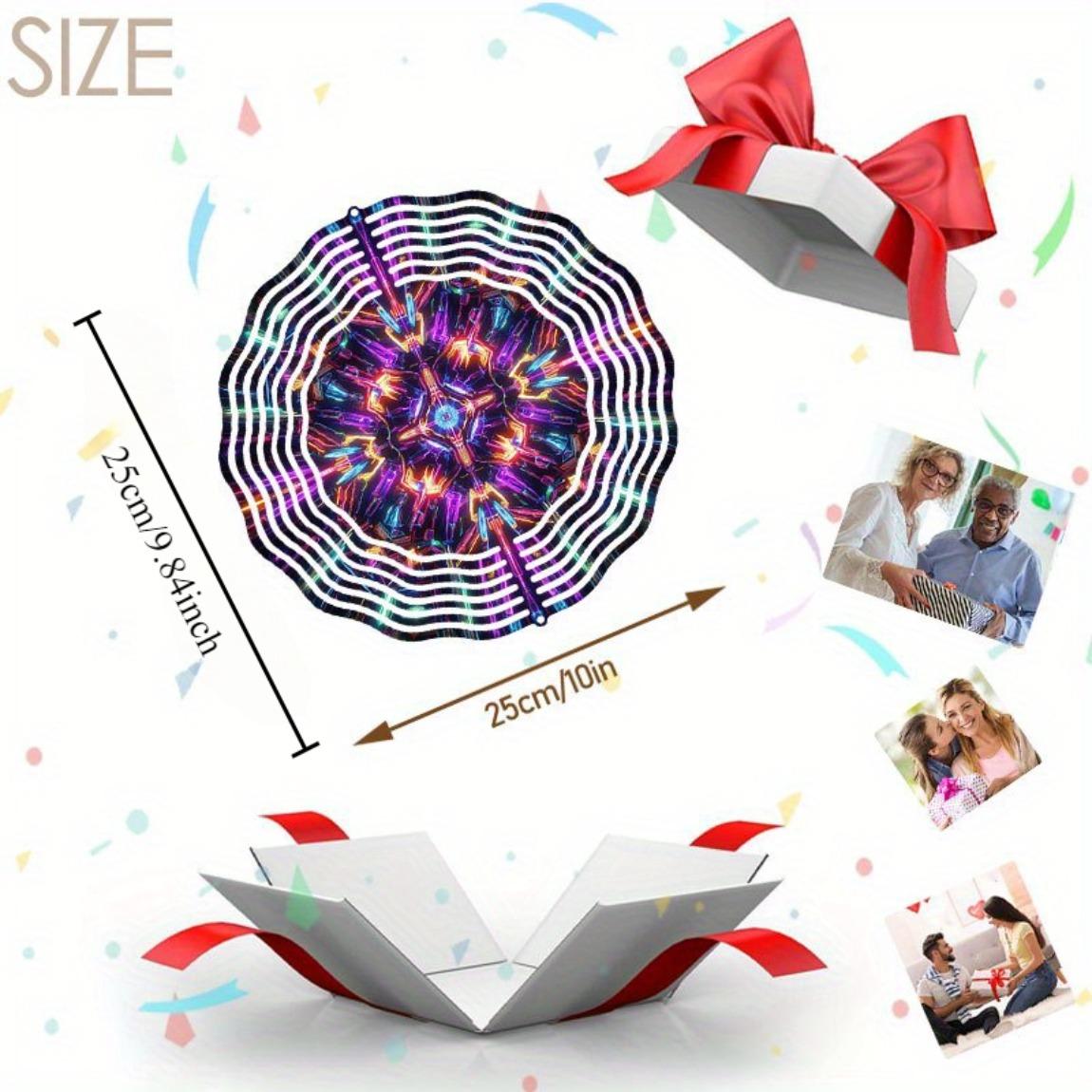 

3D Металлический Колокольчик Ветра - Красочный Дизайн Калейдоскопа, Подвесной Декор для Сада и Патио, Работающий от Ветра с Яркими Геометрическими 01A