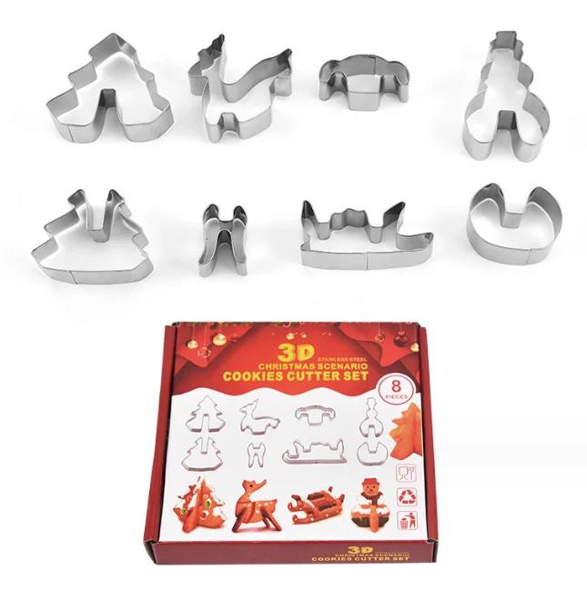 

18 шт./набор рождественских пряничных домиков из нержавеющей стали для резки печенья, аксессуары для выпечки на рождественскую вечеринку