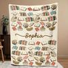 Coperta Personalizzata per Amanti dei Libri Design con Nome Sophia Motivo Libri a Cartoni Animati Morbido Pile Plaid Regalo per Lettori Decorazione per la Casa
