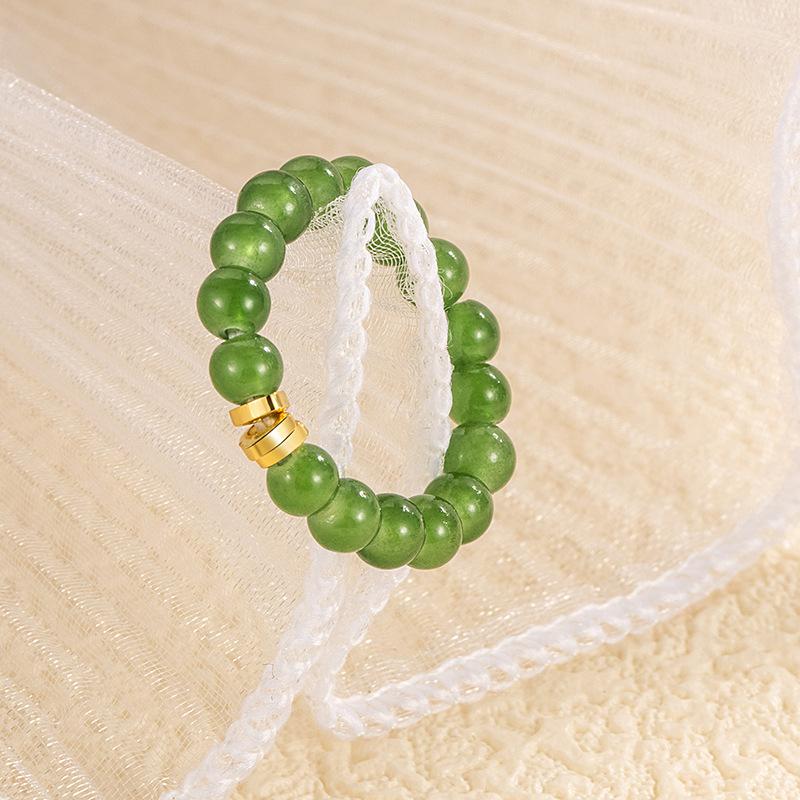 PANJBJ Anello Geometrico in Argento Sterling 925 con Giada di Hotan per Donna Ragazza Regolabile Gioielli Delicati Retrò Regalo di Compleanno Dropshipping