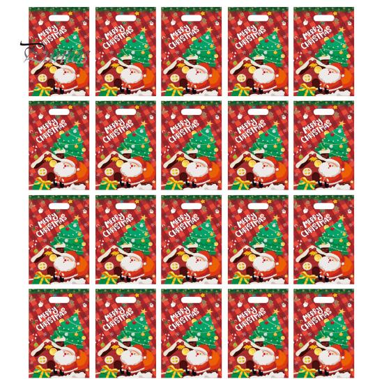 20Pcs Christmas Gift Bag Festive Candy Cookie Bag Santa Claus Deer Pattern Packaging Bag for Holiday Decor