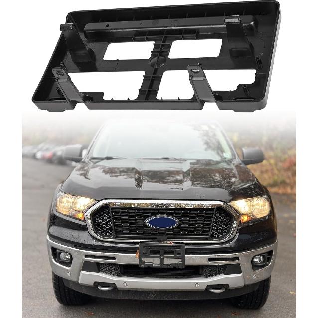 Front License Plate Frame for Ford Ranger 2019 2020 2021 2022 2023 NO Drill Front Bumper License Plate Holder Mounting Bracket Replace # KB3Z17A385A