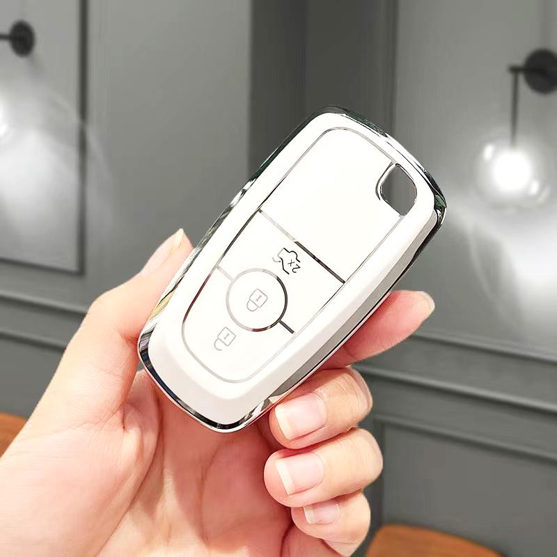 

Auto Shell for Ford Mondeo Explorer Edge Expedition Fusion Mustang Everest Focus C-Max S-Max Lincoln MKX MKC Car Key Case Cover 3 button key cover белый