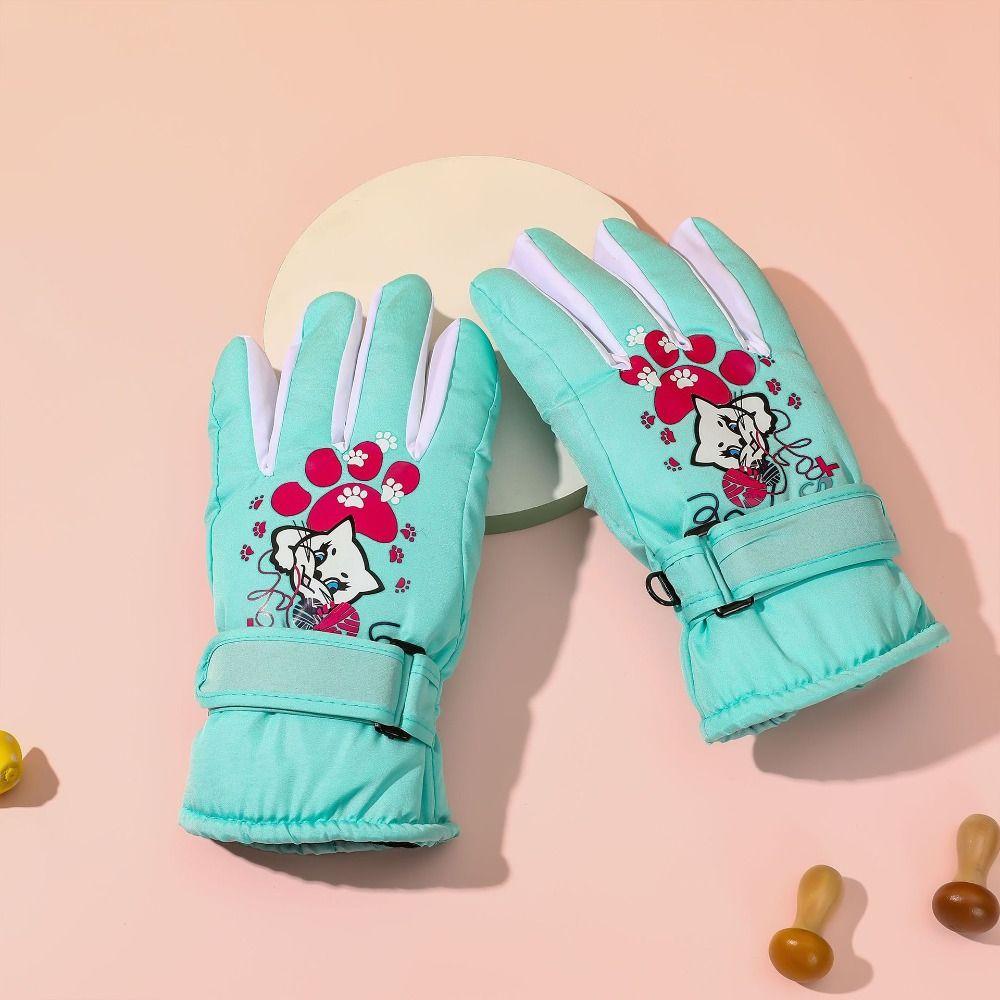 Guantes de Invierno Impermeables para Niños Guantes Antideslizantes para Niños Manoplas Gruesas de Dibujos Animados Niños Niñas