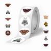 500 Stickers/roll Cartoon Moth Roll Stickers Children Student Reward Encourage Stickers Creative Decorative Sealing Color Stickers