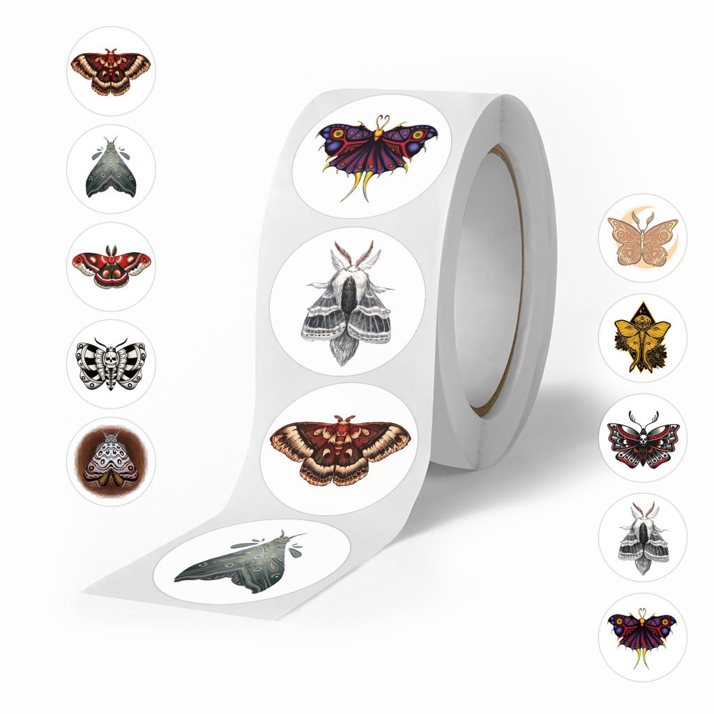 500 Stickers/roll Cartoon Moth Roll Stickers Children Student Reward Encourage Stickers Creative Decorative Sealing Color Stickers