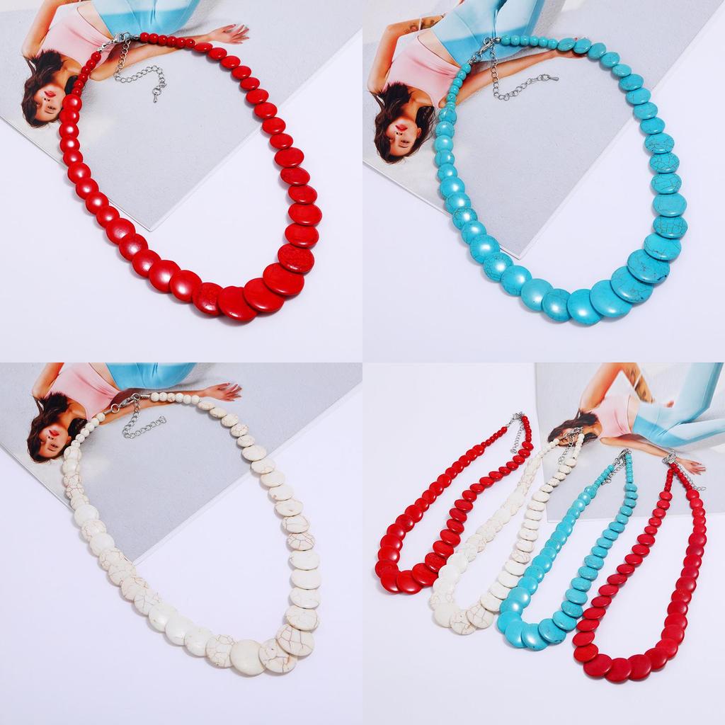 Elegant Boho Artificial Turquoise Necklace Long Pendant For Travel And Events
