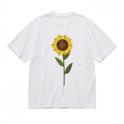 Damen Bequemes Atmungsaktives Klassisches T-Shirt Minimalistisches Sonnenblumen Baumwoll-Tee