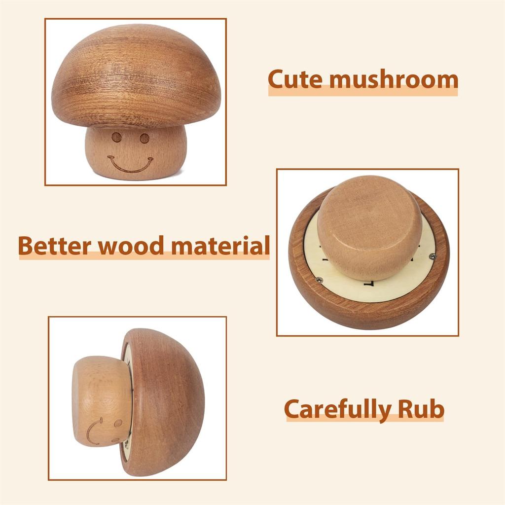 Cute Mini Mushroom Vintage Wooden Music Winding Music Gift for New Carrying You Box, Kids, Boys, Birthday, Valentine's Day, Year, Thanksgiving,