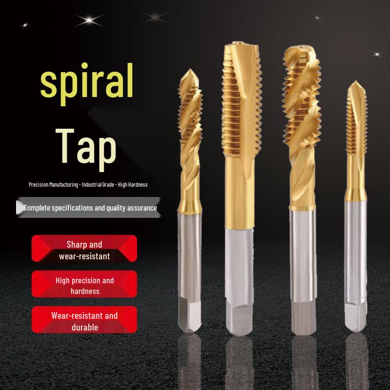 TiN-Coated Spiral Machine Tap Set: M2.5-M22 Spiral TiN Tap M2.5*0.45