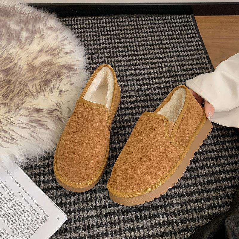 Winter large size couple versatile soft sole non-slip pregnant women cotton shoes velvet warm student bread cotton shoes women
