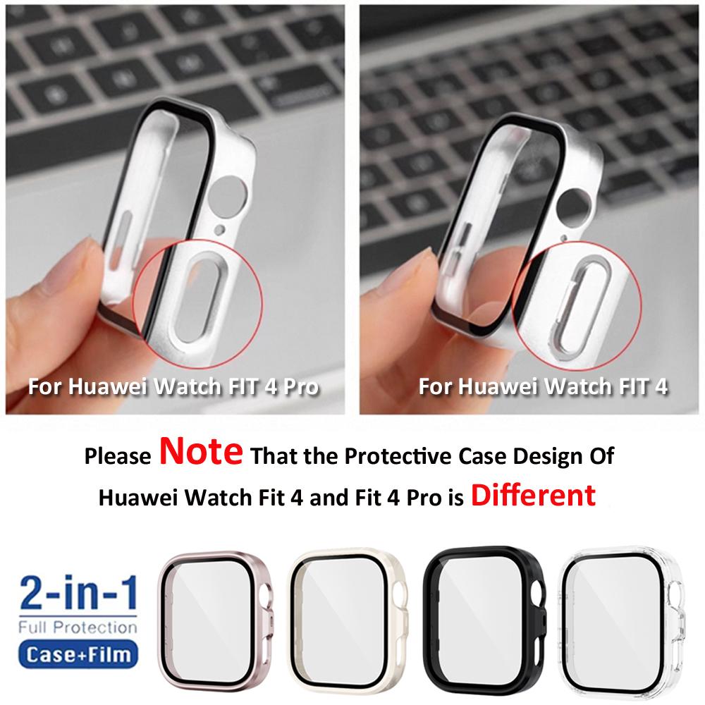 Herdet glass+deksel til Huawei Watch Fit 4/4 pro Rundtdekkende skjermbeskytter Hard PC-støtfanger Klokkekasser til Huawei Watch Fit 4