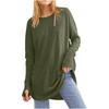 Tops Women’s Solid Color Loose Round Neck Long Sleeve Thumb T-shirt Top Women