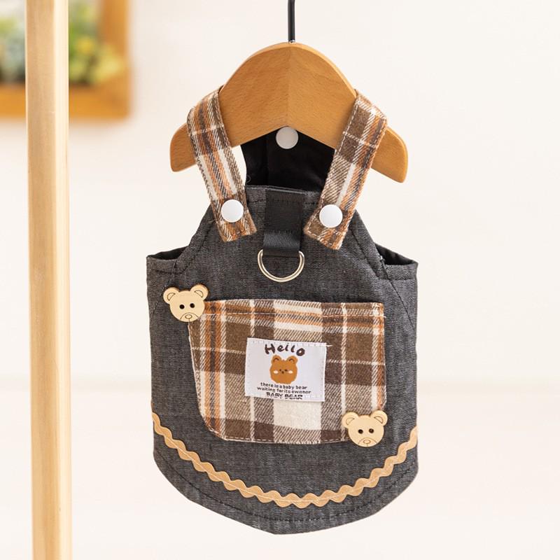 Vestido Vaquero Primavera-Verano: Falda de tirantes estilo Hong Kong para perros y gatos