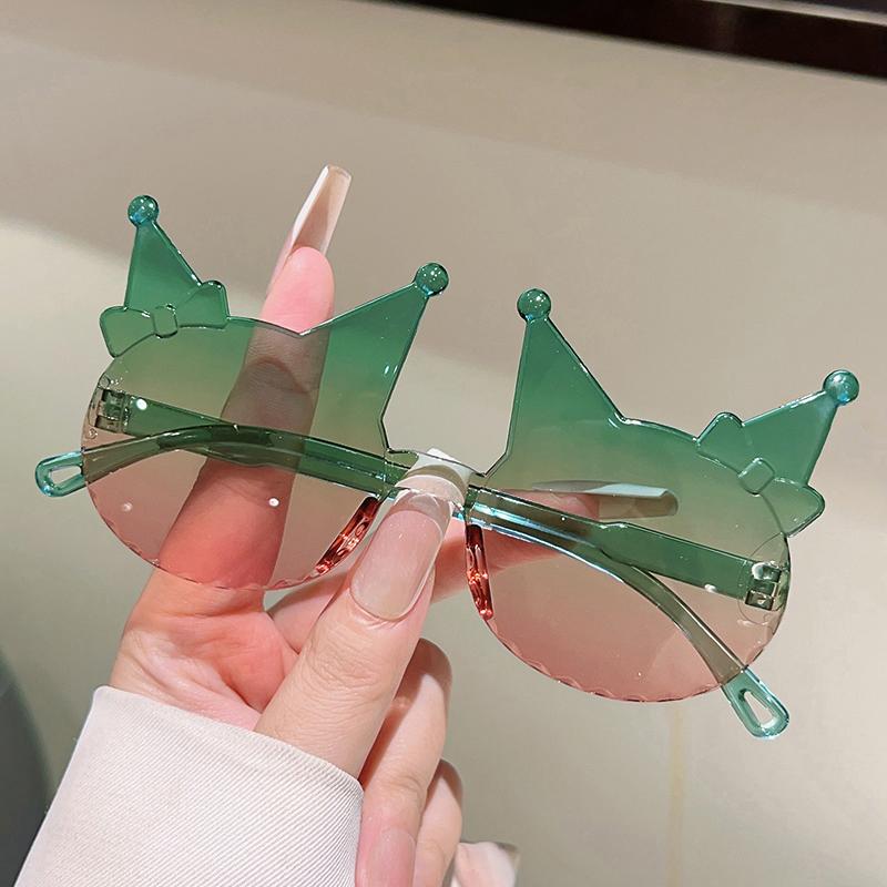 1/8 Pcs Rimless Kitten Shaped Sunglasses for Girls New Gradient Multi-color Decor Sun Glasses Cute Candy Color Kids Shades