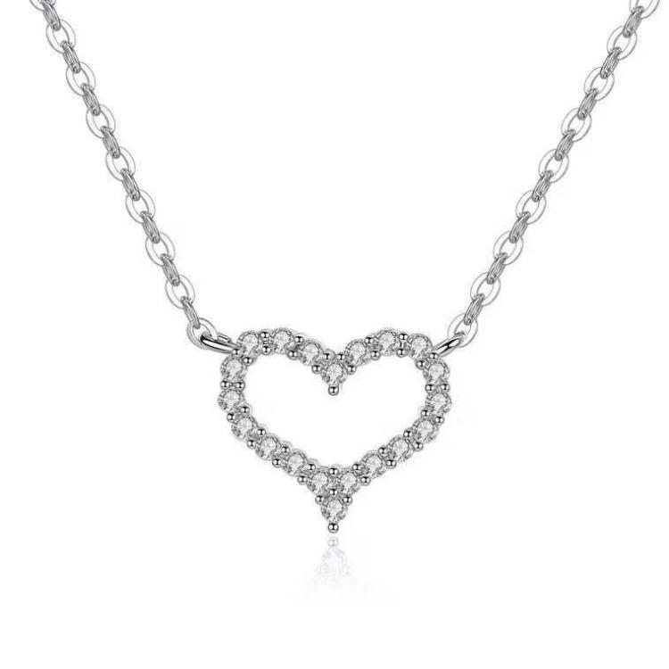 Love Heart Necklace Full Diamond Micro-inlay Girl Pendant Cross Necklace Versatile