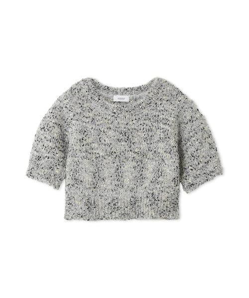 

Emi Lame Feather Вязаный топ с рукавом до локтя 13WNT254052 SLV Женский