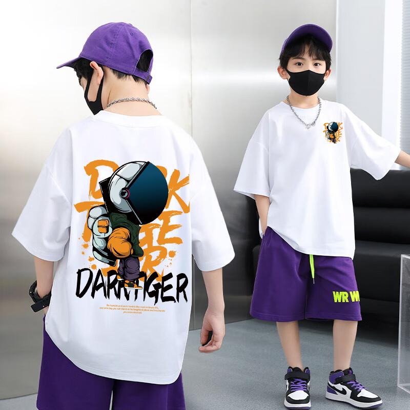 Summer children's clothing astronaut cartoon printed T-shirt street top children's boy and girl clothes short sleeved T-shirt