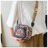BEIBAOBAO New Canvas Embroidered Small Square Bag Cute Cartoon Small Bear One Shoulder Bags Fashionable Exquisite Design Rivet Women's Messenger Bag