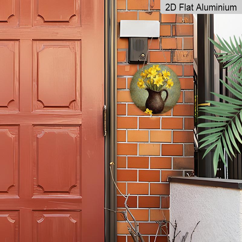2D Flat Aluminum Retro Daffodil Wall Art Rustic Country Style 7.87 Inches X 7.87 Inches Perfect for Gardens, Farmhouses, Cafes, Living Rooms