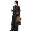 Demana Handmade Double-Sided Wool Blend Winter Modern Structured Shearling Lapel Flap Pocket Straight Women's Coat